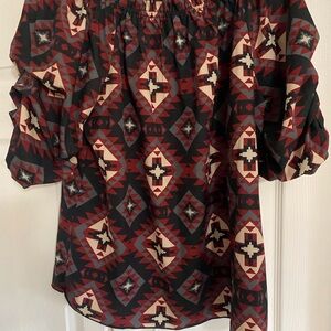 Aztec Print Off-Shoulder Blouse